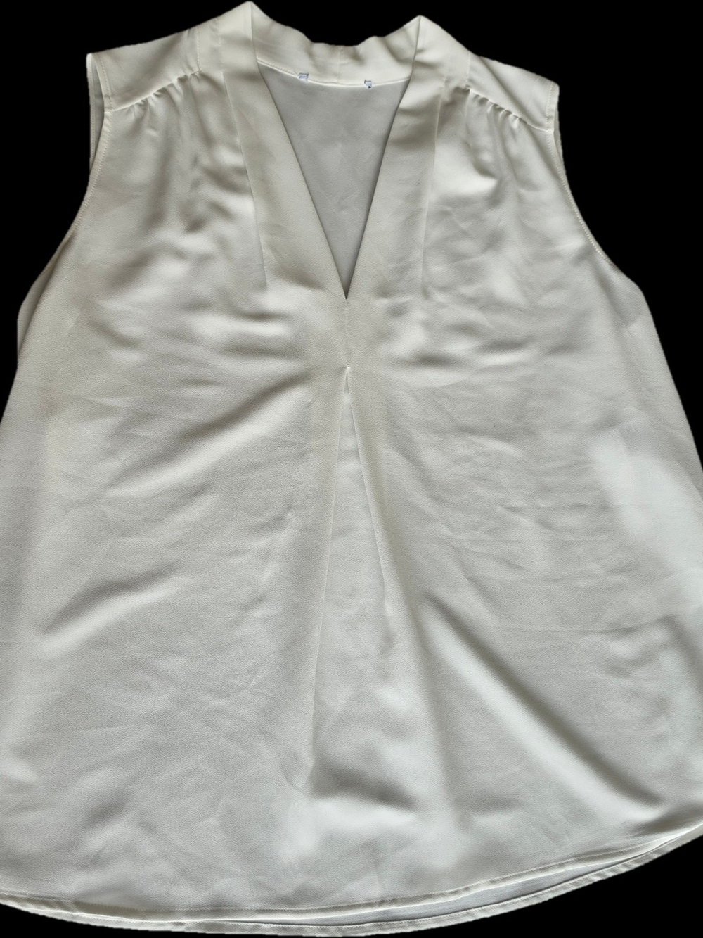 Sleeveless V-Neck White Blouse